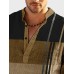 Mens Striped Color Block Casual Long Sleeve Henley Shirts