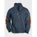 Mens Texture Contrast Patchwork Half Zip Pullover Sweatshirts