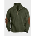 Mens Texture Contrast Patchwork Half Zip Pullover Sweatshirts