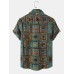 Mens Tribal Animals Print Ethnic Style Short Sleeve Shirts