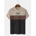 Mens Tribal Geometric Pattern Patchwork Textured Short Sleeve T-Shirts