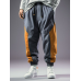 Mens Two Tone Patchwork Drawstring Waist Loose Jogger Pants