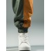 Mens Two Tone Patchwork Drawstring Waist Loose Jogger Pants