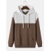 Mens Two Tone Patchwork Kangaroo Pocket Casual Drawstring Hoodies