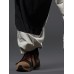 Mens Two Tone Patchwork Loose Drawstring Waist Pants With Pocket