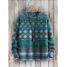 Mens Vintage Ethnic Geometric Pattern Crew Neck Pullover Sweatshirts