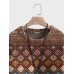 Mens Vintage Ethnic Geometric Pattern Crew Neck Pullover Sweatshirts