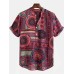 Men's Vintage Floral Ethnic T Shirts Summer Beach Dashiki Floral Casual Tops Tee