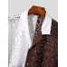 Mens Windowpane Pattern Patchwork Knit Revere Collar Shirt