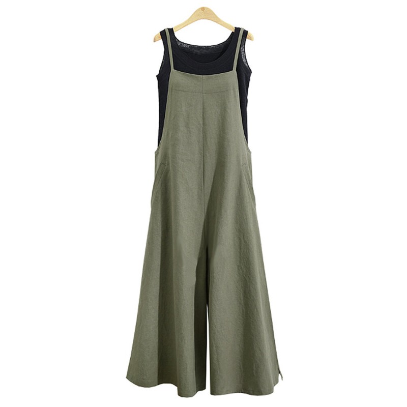 Plus Size Women Overalls Bib Pants Loose Pockets Jumpsuit