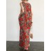 Pocket Floral Print Round Neck Sleeveless Maxi Dress