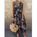 Sleeveless O-neck Loose Causal Floral Print Maxi Dress