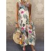 Sleeveless O-neck Loose Causal Floral Print Maxi Dress