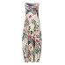 Sleeveless O-neck Loose Causal Floral Print Maxi Dress