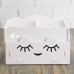 Smiling Face Cute Wooden White Makeup Organizer Neat Table Collecting Case Cosmetics Tools