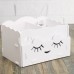 Smiling Face Cute Wooden White Makeup Organizer Neat Table Collecting Case Cosmetics Tools