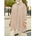 Solid Batwing Sleeve Button Split Concealed placket Lapel Shirt