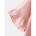 Solid Color O-neck Ruffle Sleeve Plain Casual Blouse For Women