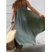 Solid Color Spaghetti Sleeveless Loose Swing Casual Maxi Dress