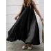 Solid Color Spaghetti Sleeveless Loose Swing Casual Maxi Dress