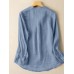 Solid Long Sleeve Button Front Casual Women Blouse