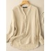 Solid Long Sleeve Button Front Casual Women Blouse