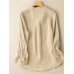 Solid Long Sleeve Button Front Casual Women Blouse