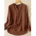 Solid Long Sleeve Button Front Casual Women Blouse