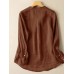 Solid Long Sleeve Button Front Casual Women Blouse