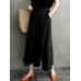 Solid Loose Pocket Elastic Waist Wide Leg Pants