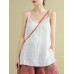 Solid Split Backless Adjustable Shoulder Strap Cotton Cami