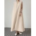 Solid V Neck Sleeveless Casual Cotton Maxi Dress