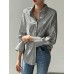 Stripe Print Long Sleeve Button Front Lapel Shirt