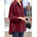 Turn-Down-Collar Casual Loose Simple Blouse For Women