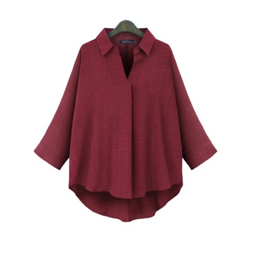 Turn-Down-Collar Casual Loose Simple Blouse For Women