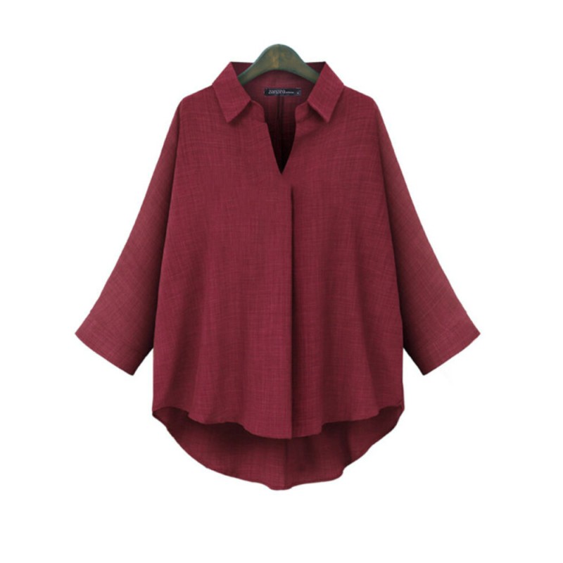 Turn-Down-Collar Casual Loose Simple Blouse For Women