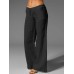 Wide Leg Women Loose Cotton Pure Color Elastic Waist Trousers Pants