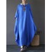 Women 100% Cotton Solid Baggy Pockets Summer Maxi Dress