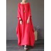 Women 100% Cotton Solid Baggy Pockets Summer Maxi Dress