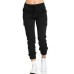 Women Casual Elastic Waist Drawstring Side Pockets Pants