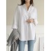 Women Daily Casual Cotton Irregular Hem Commute Loose Shirts