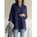 Women Daily Casual Cotton Irregular Hem Commute Loose Shirts