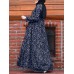 Women Floral Print Tiered Dress O-Neck Casual Maxi Dress With Side Pocket