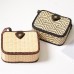 Women Girl Summer Square Bamboo Buckle Bag Rattan Straw Beach Crossbody Tote Vintage