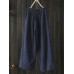 Women High Elastic Waist Loose Cotton Wide Leg Pants with Pockets