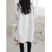 Women Lape High Low Split Tie Hem Irregular Hem Long Sleeve Shirts