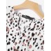 Women Leopard Printed V-Neck Flare Sleeve Elastic Cuff Drawstring Waist Shirts