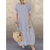 Women Polka Dot Print O-neck Short Sleeve Maxi Dress