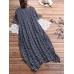 Women Polka Dot Print O-neck Short Sleeve Maxi Dress