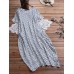 Women Polka Dot Print O-neck Short Sleeve Maxi Dress